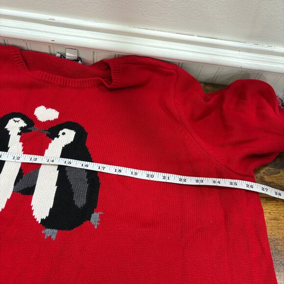 Coldwater Creek Plus Size 2X Penguin Sweater Red Winter Holiday Winter Christmas - Picture 11 of 13